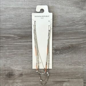Banana Republic Silver and Orange Layered Necklace